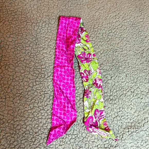 Coach Signature Print & Floral Skinny Twilly - Picture 1 of 4